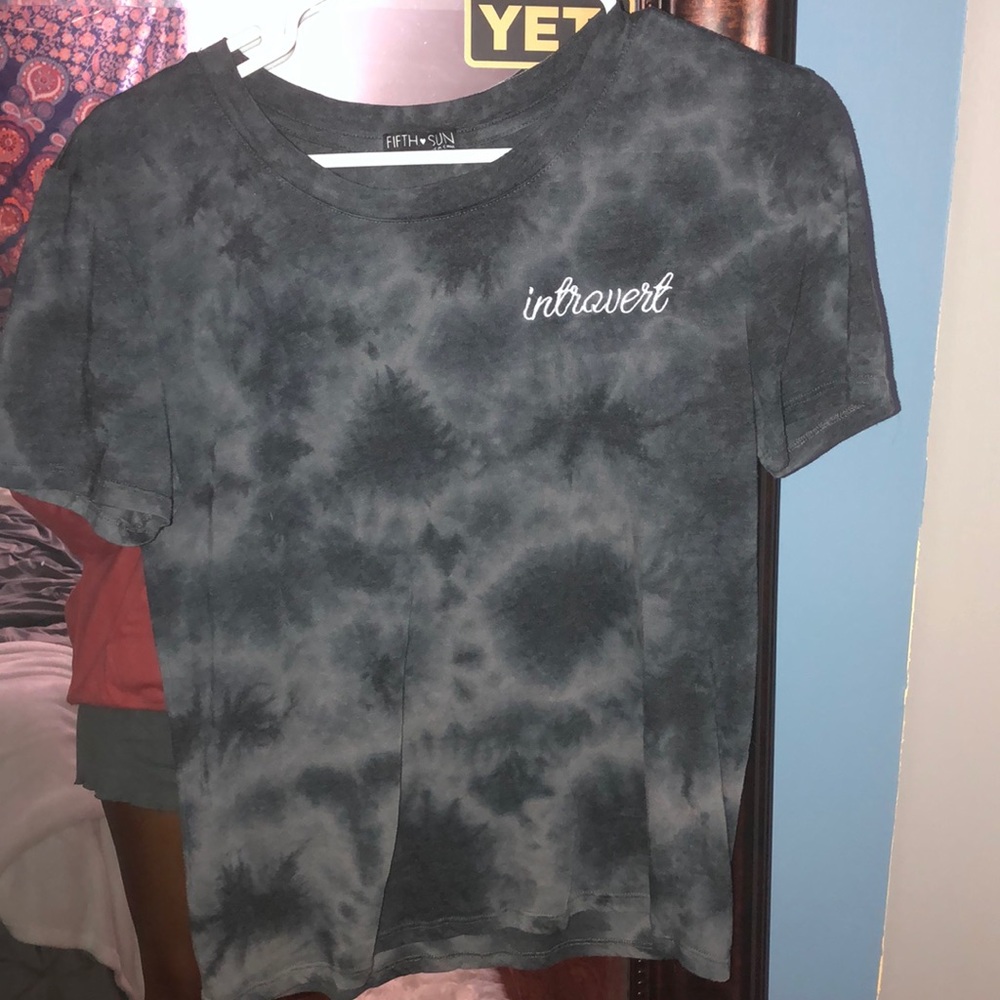 Super cute tie dye “introvert” shirt